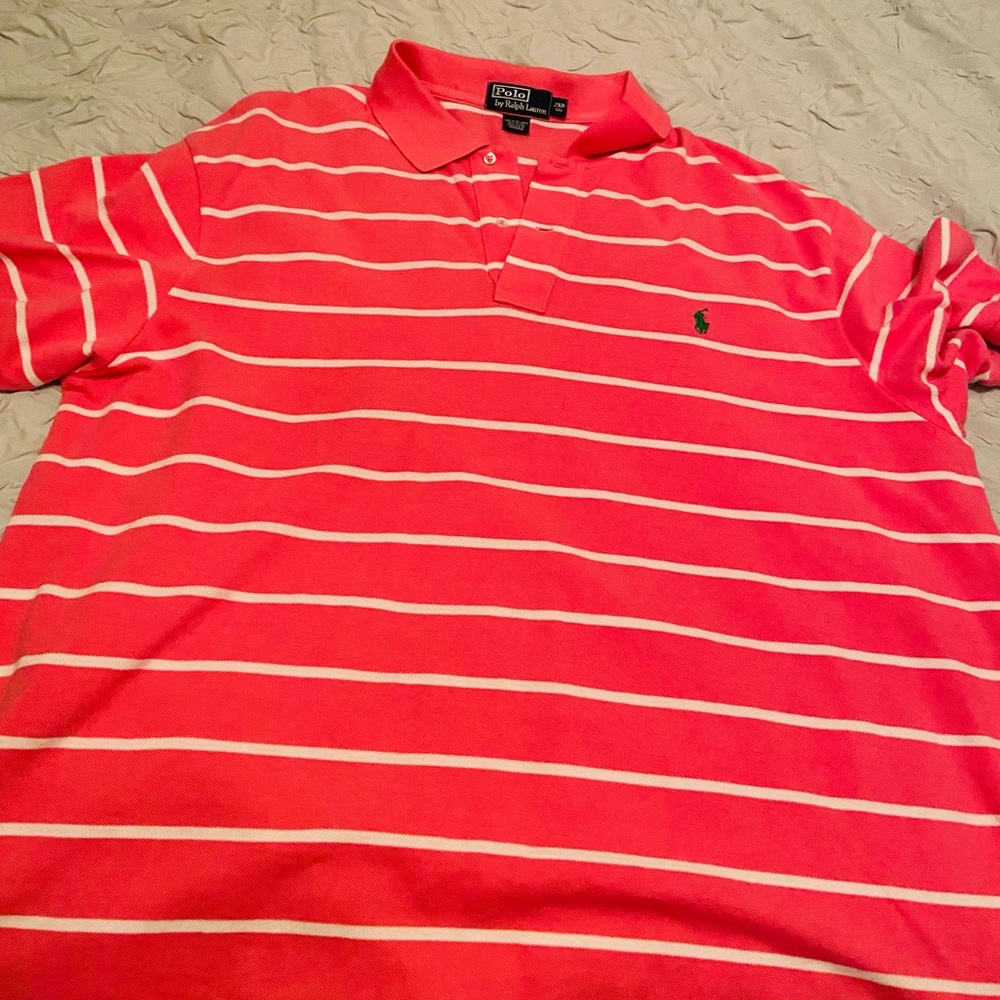 Mens Pink and White 2x Polo shirt